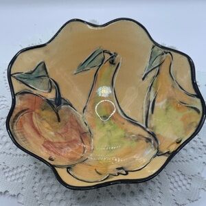 Artistic Ceramic Bowl with Fruit Design